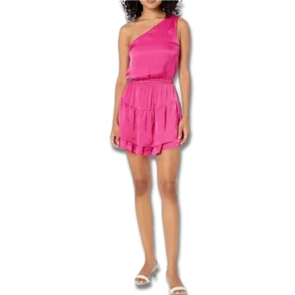 Steve Madden Dress One-Shoulder Adjustable Strap Elastic Waist Hot Pink XS NWOT - Picture 1 of 9